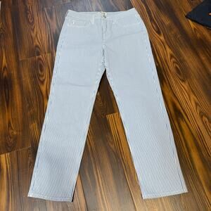 Seven 7 Blue & White Railroad Striped High Rise Denim Jeans Size 8